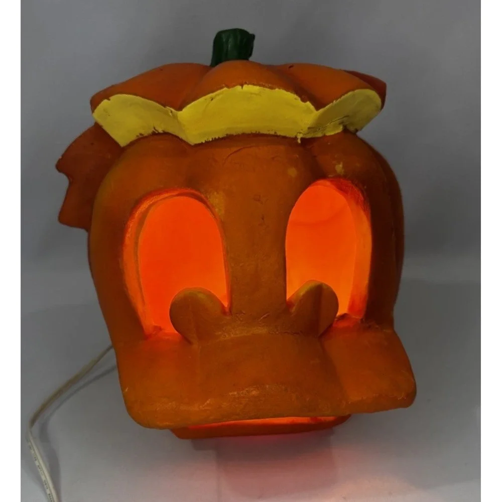 Vintage Donald Duck Disney Trendmasters Jack O Lantern Halloween Pumpkin Light‎